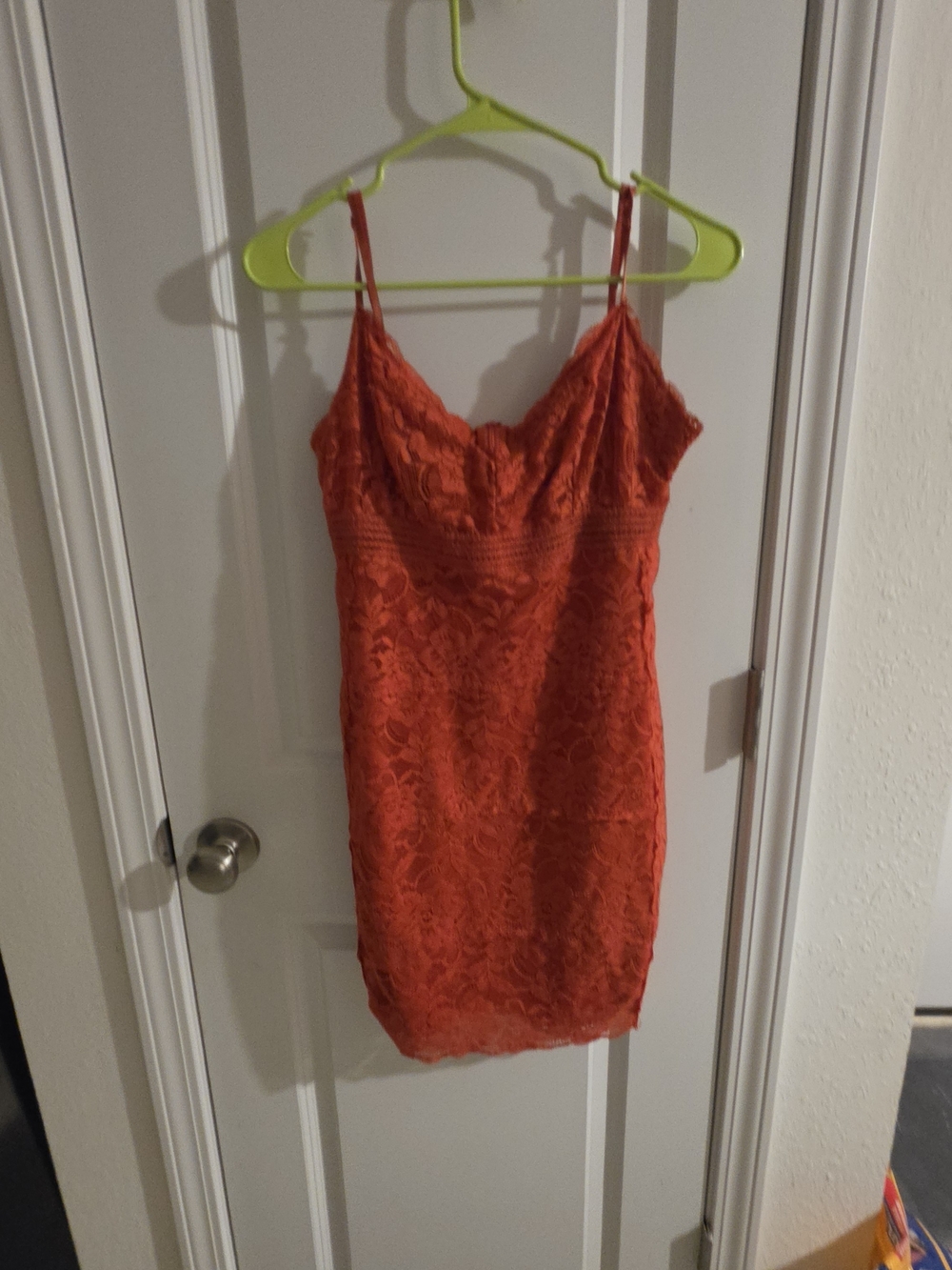 Guess Red-Orange Lace Cami Dress